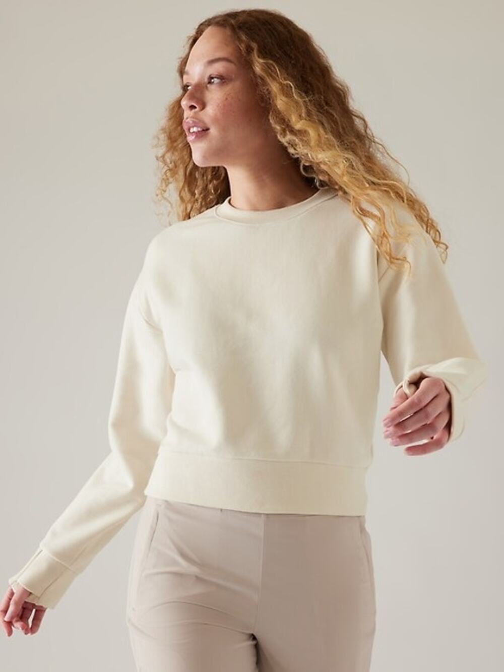 [Athleta] Retroplush Revive Crewneck Pullover Stretch Fleece Sweatshirt Size XL